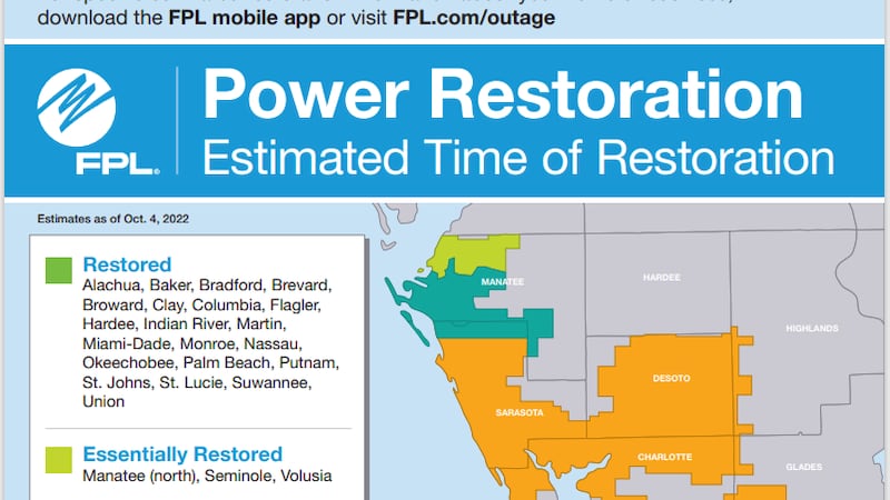 Fpl Issues Florida Power & Light issues restoration map