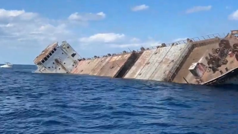 New video has been released of the deliberate sinking of a freighter to create an artificial...