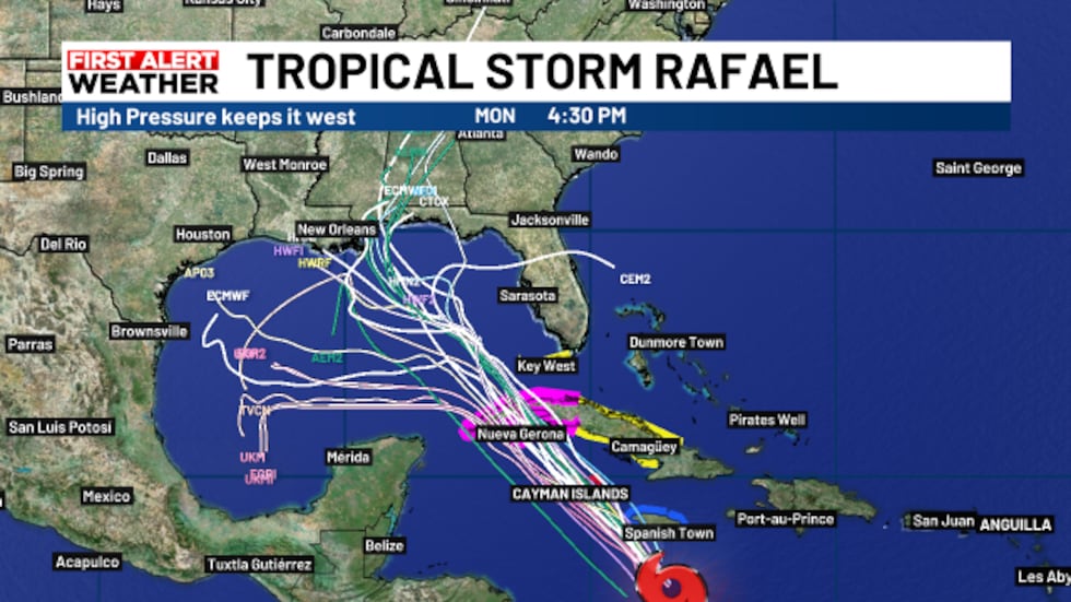 7PM Update: Tropical Storm Rafael forms, expected to become a hurricane