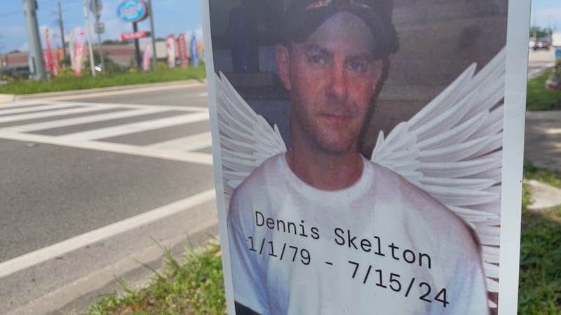 Dennis Skelton’s memorial sits along Cortez Road in South Bradenton.