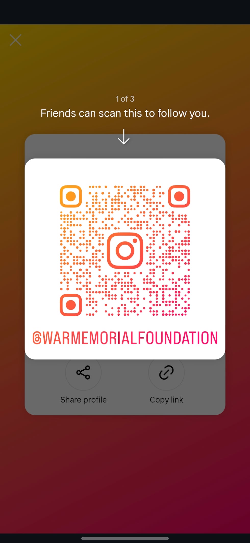 Here's a QR Code the Frick Brothers provided to support the War Memorial Foundation...