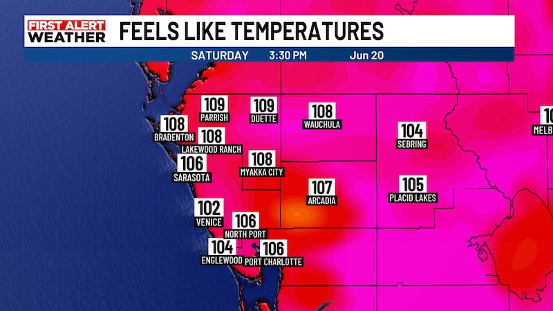 The "feels like" temperatures will soar once again on Saturday as west winds continue to bring...
