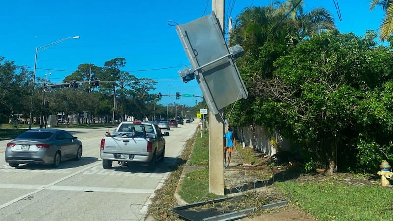 School zone signals damaged