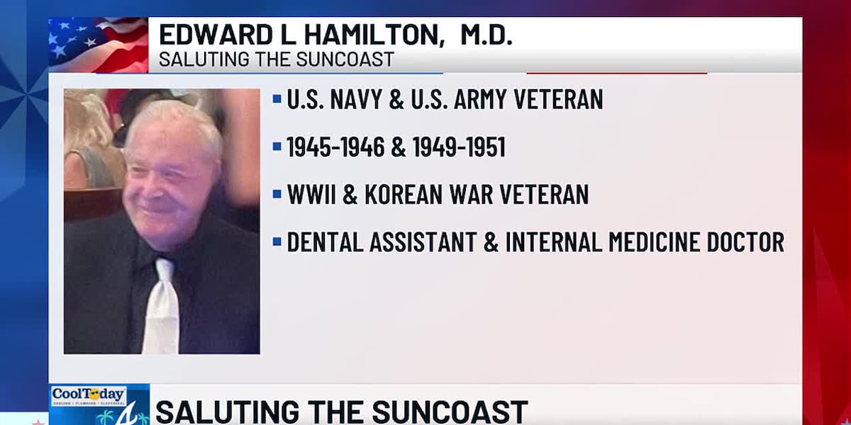 Veteran Ralph Hamilton Saluting the Suncoast. U.S. Navy and Army veteran Edward L. Hamilton M.D.