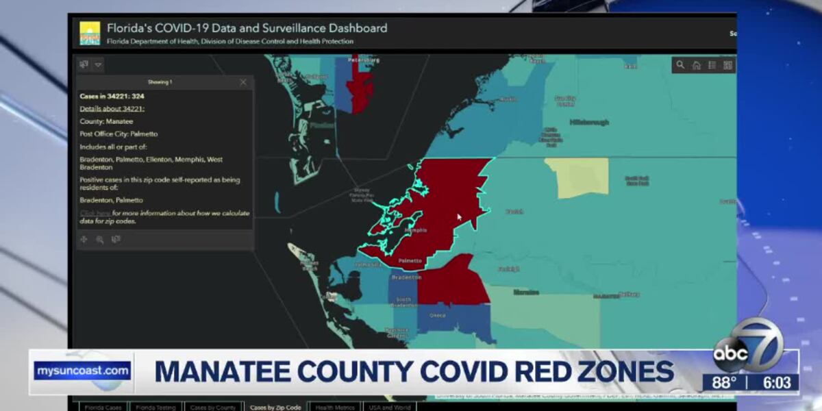 Two Manatee County Zip Codes are now Red Zones