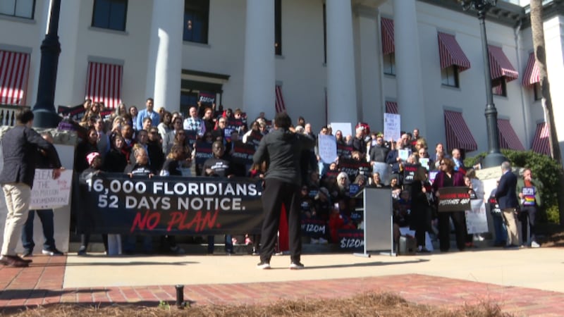 More than 100 people rallied at the Florida State Capitol on Jan. 20, 2026, asking the state...