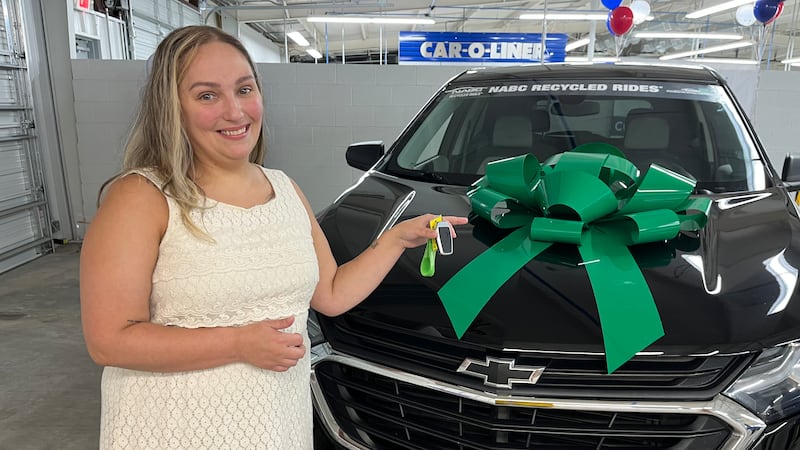 Carrie Ashby was gifted a refurbished vehicle at Gerber Collision and Glass in Sarasota on...