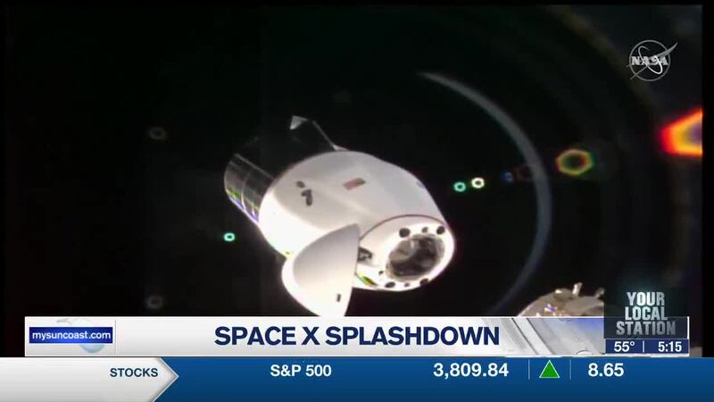 Nasa Splashdown Florida NASA shares video of SpaceX splashdown near Tampa Bay