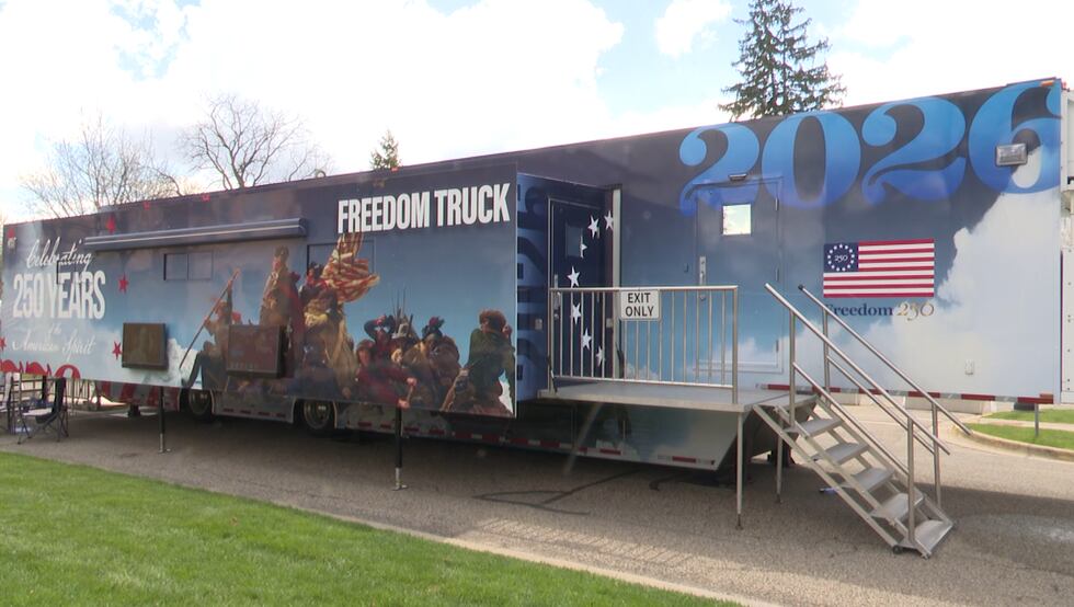The Freedom Truck, a traveling interactive museum giving visitors a hands-on look at 250 years...