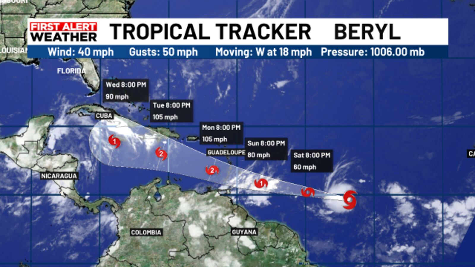 Tropical Storm Beryl forms in the Atlantic